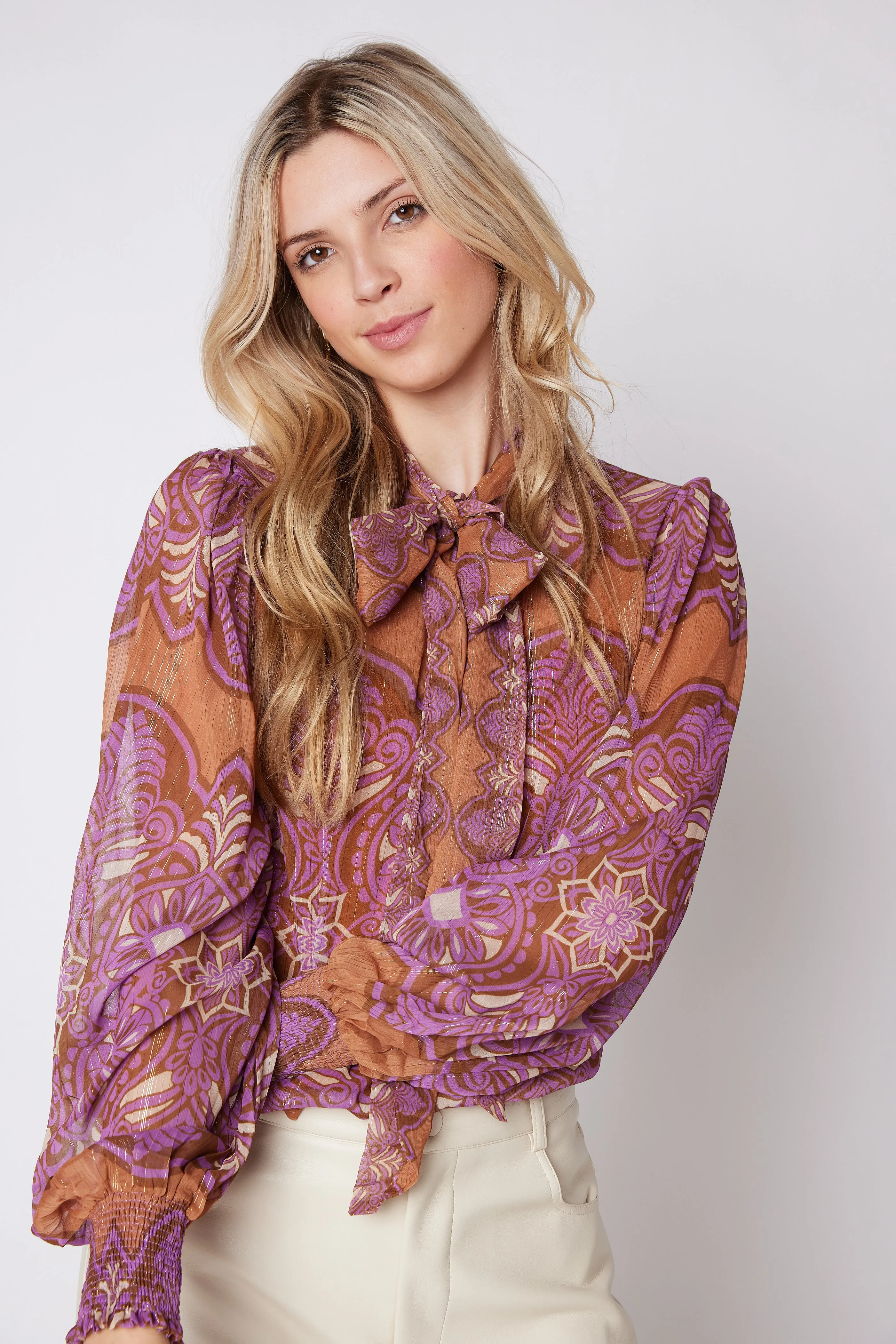 SALE - Paige Printed Tie Neck Blouse sold by fab'rik product image thumbnail 4