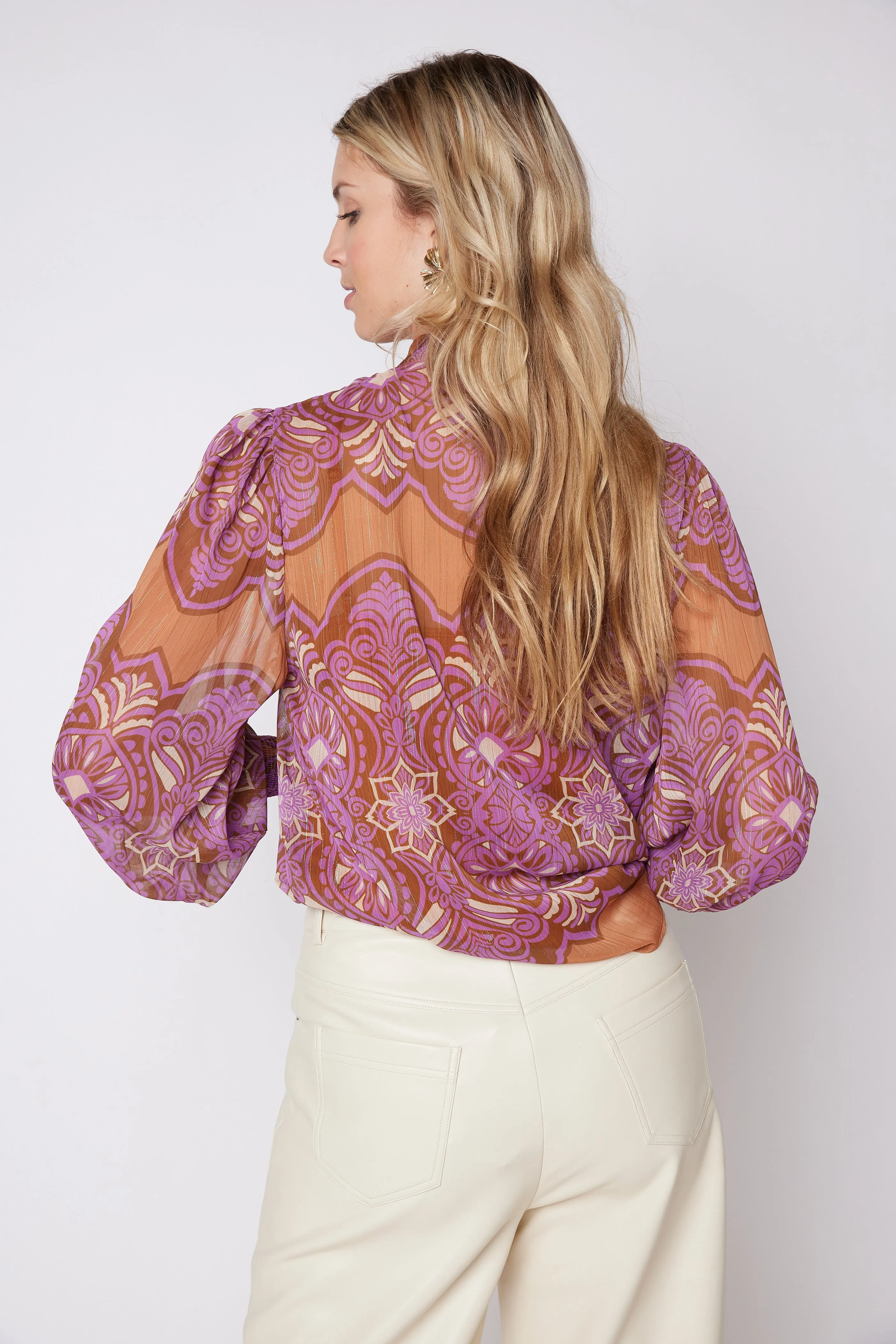 SALE - Paige Printed Tie Neck Blouse sold by fab'rik product image thumbnail 3