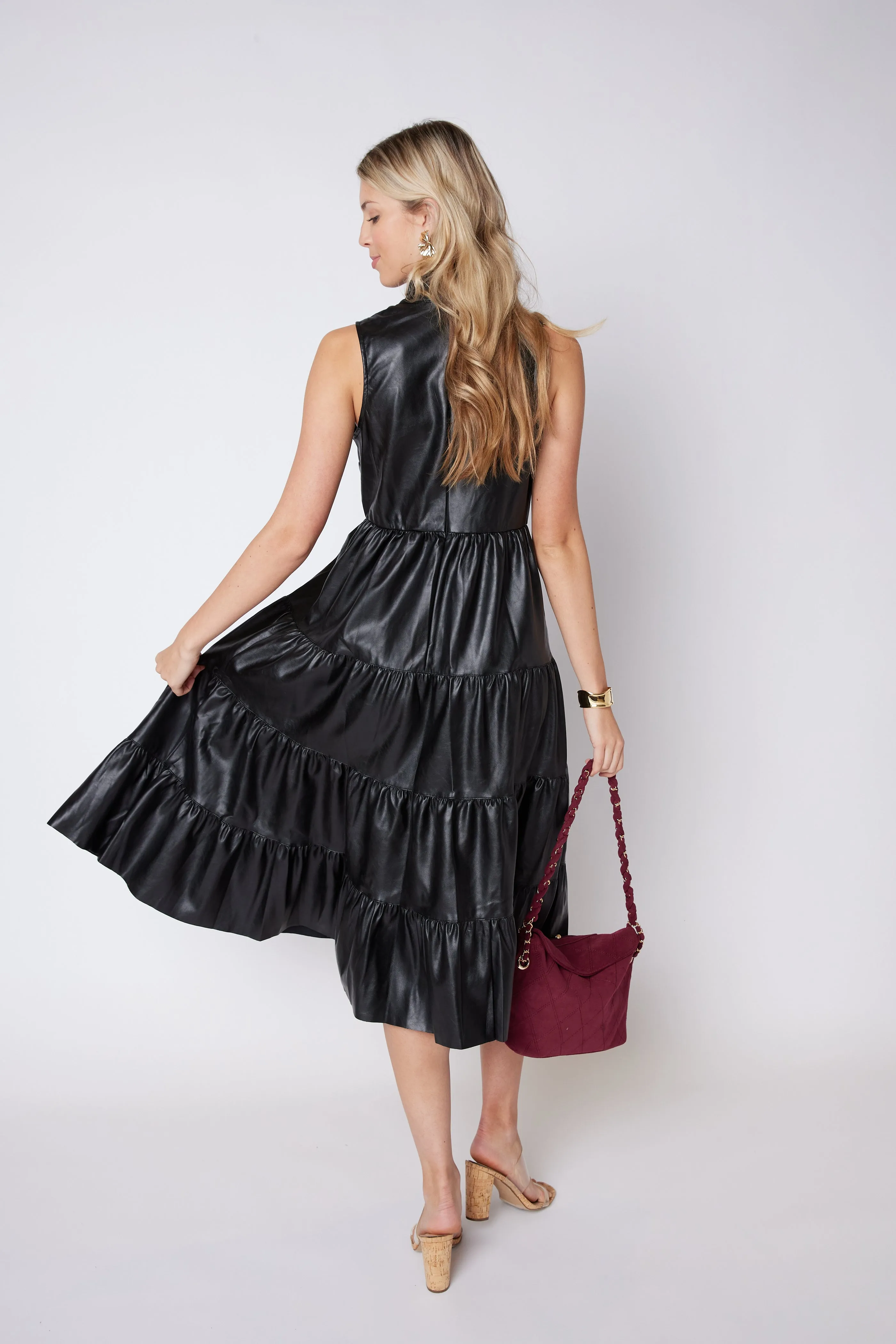 SALE - Villa Faux Leather Tiered Midi Dress sold by fab'rik product image thumbnail 3