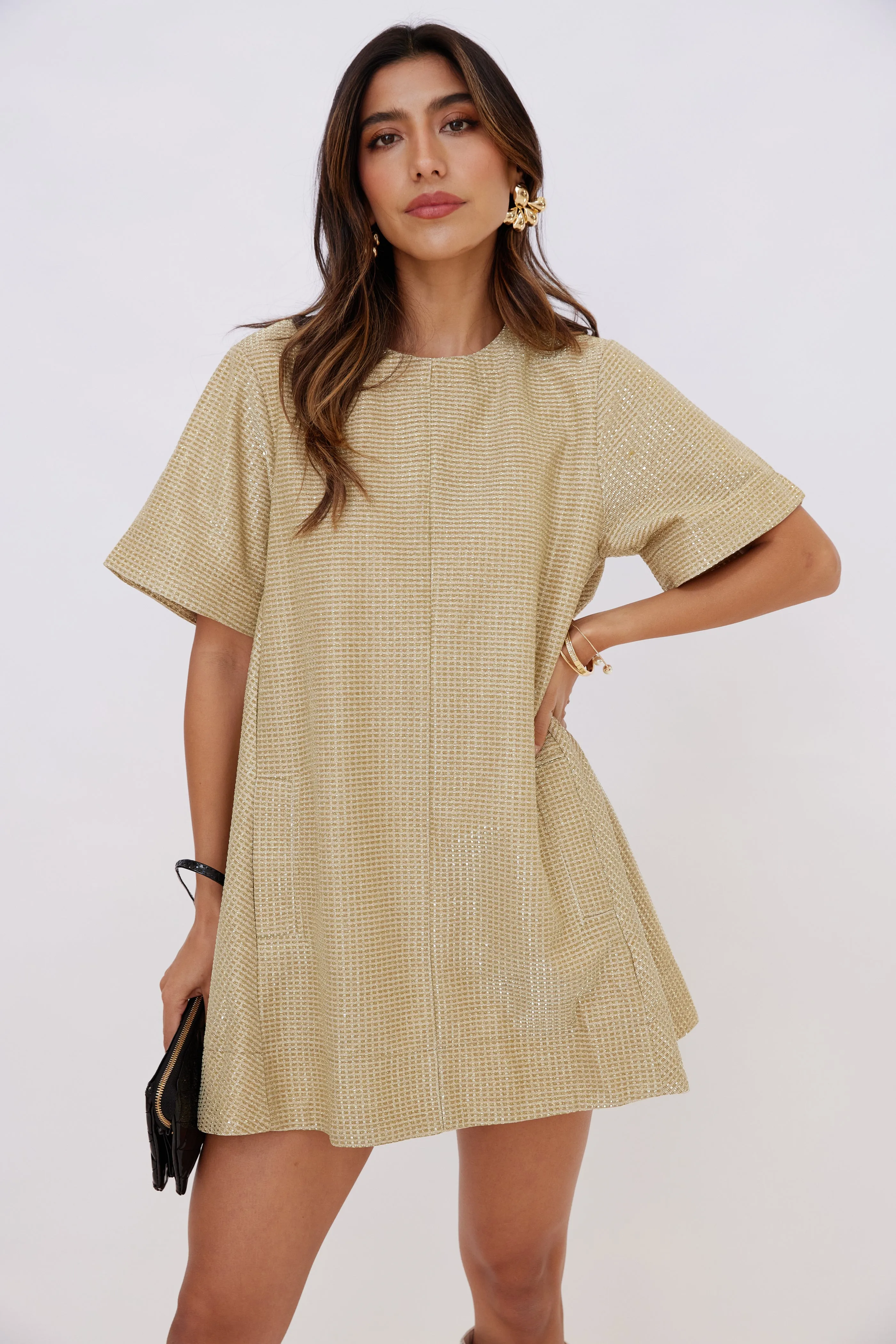 Bates Short Sleeve Metallic Dress sold by fab'rik product image thumbnail 3