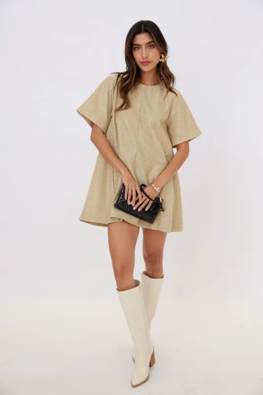Bates Short Sleeve Metallic Dress sold by fab'rik