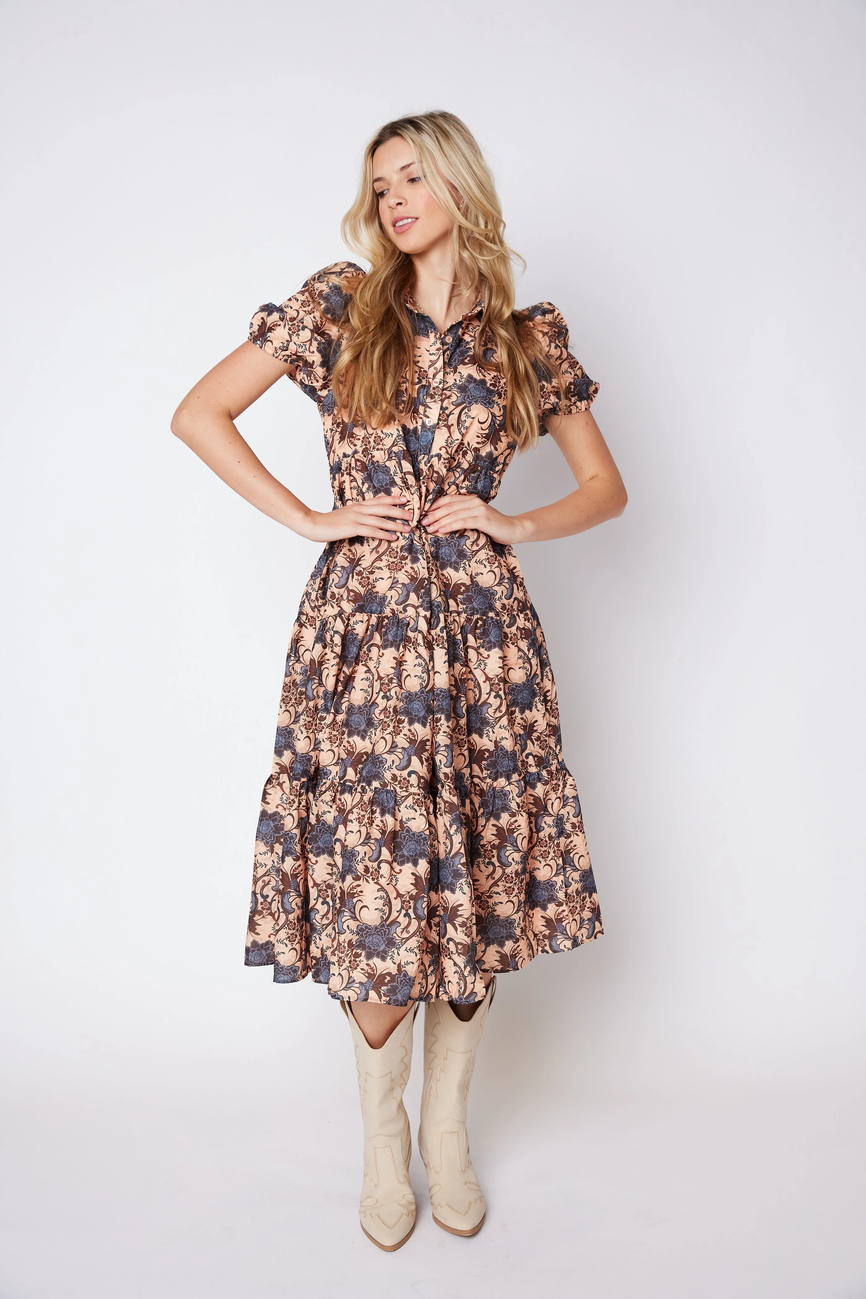 SALE - Kaylee Printed Puff Sleeve Midi Dress sold by fab'rik product image thumbnail 3