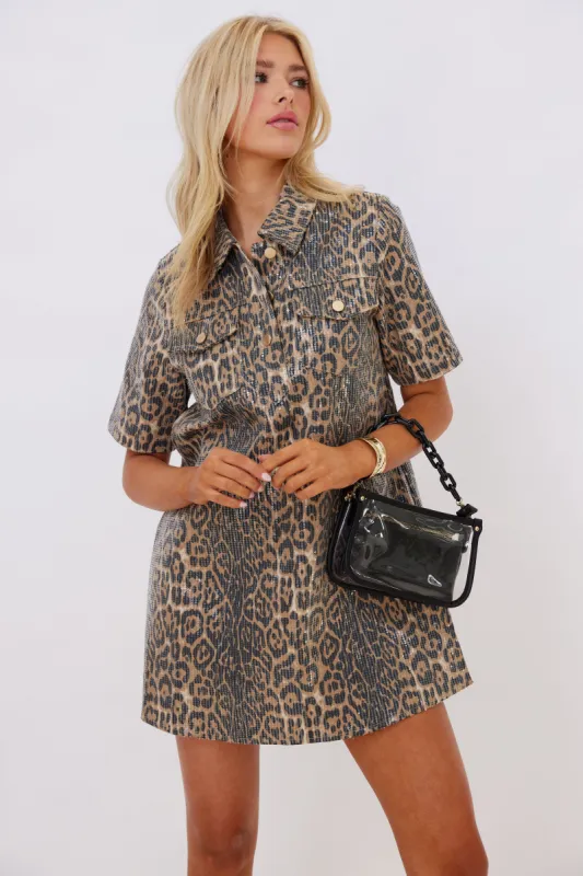 SALE - Riley Sequin Cheetah Dress sold by fab'rik