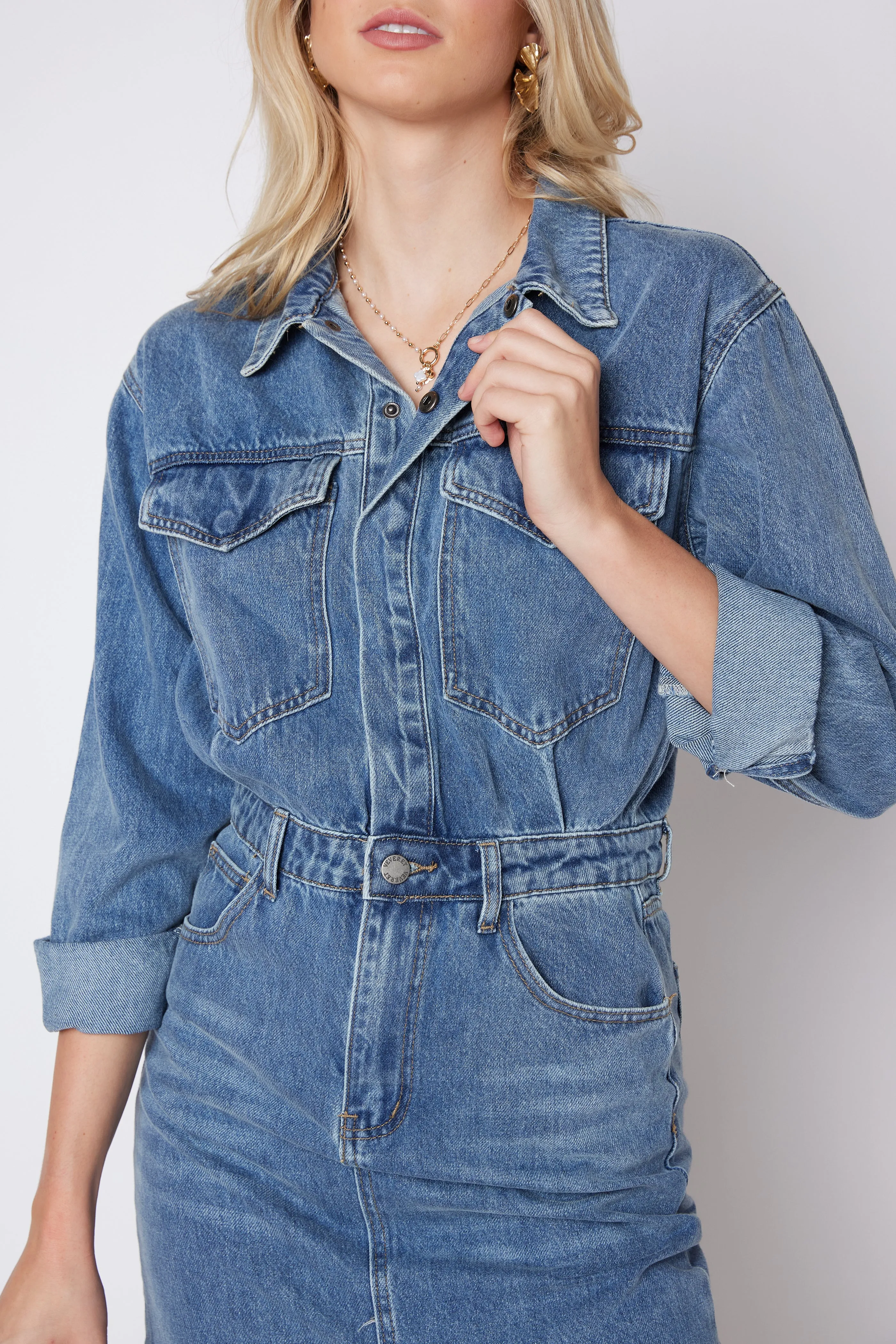 Logan Denim Long Sleeve Shirt Dress sold by fab'rik product image thumbnail 2