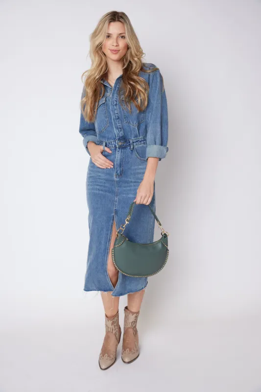 Logan Denim Long Sleeve Shirt Dress sold by fab'rik
