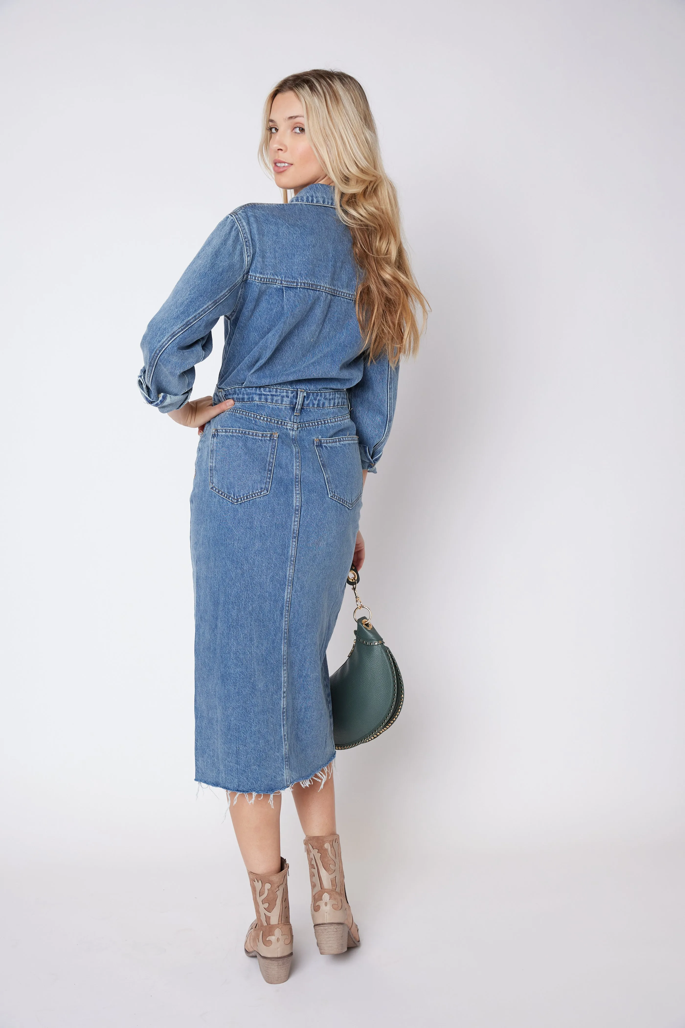 Logan Denim Long Sleeve Shirt Dress sold by fab'rik product image thumbnail 4