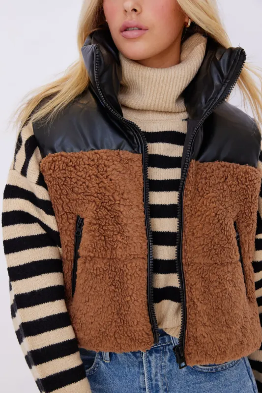 Maddox Color Block Sherpa Vest sold by fab'rik