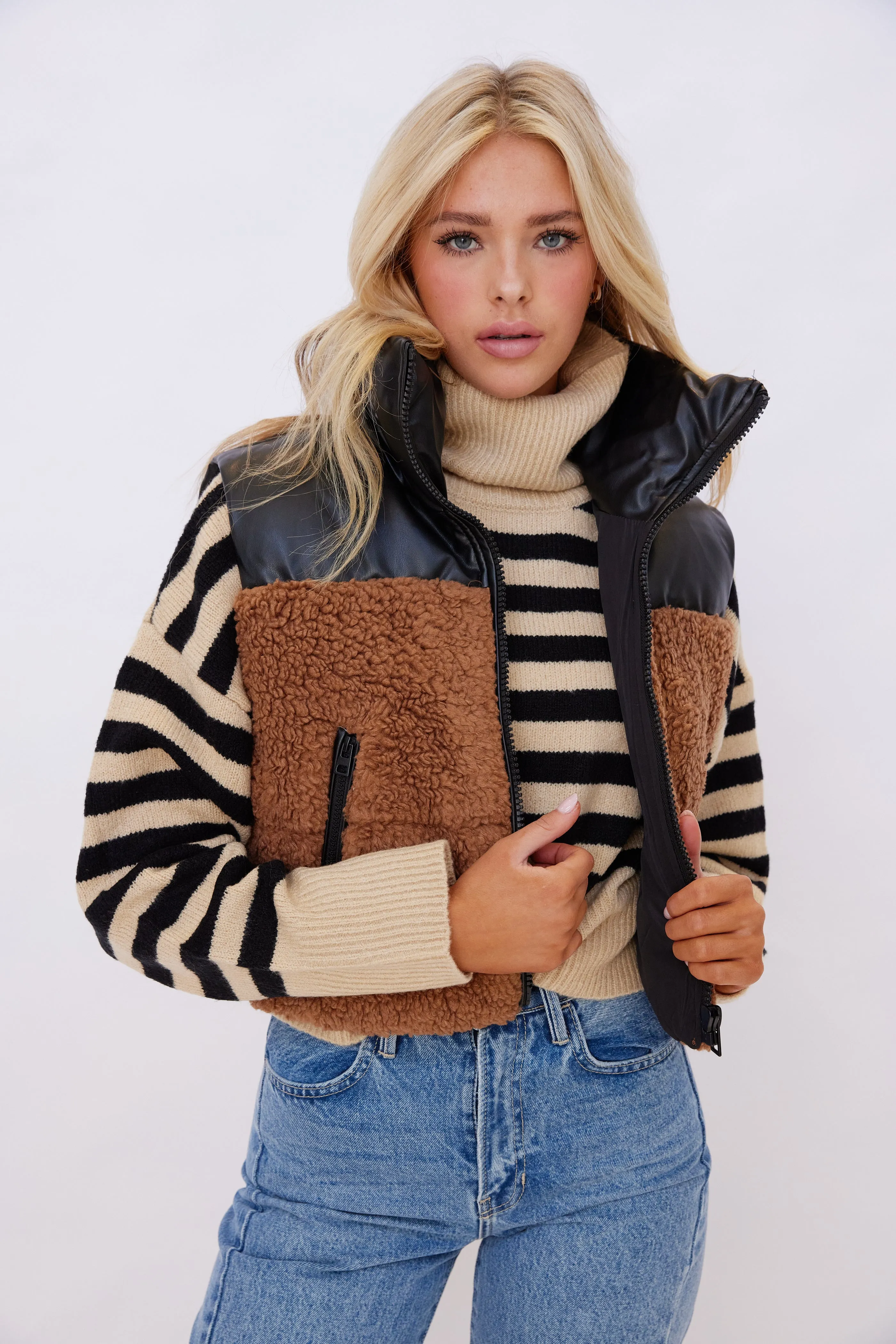 Maddox Color Block Sherpa Vest sold by fab'rik product image thumbnail 4