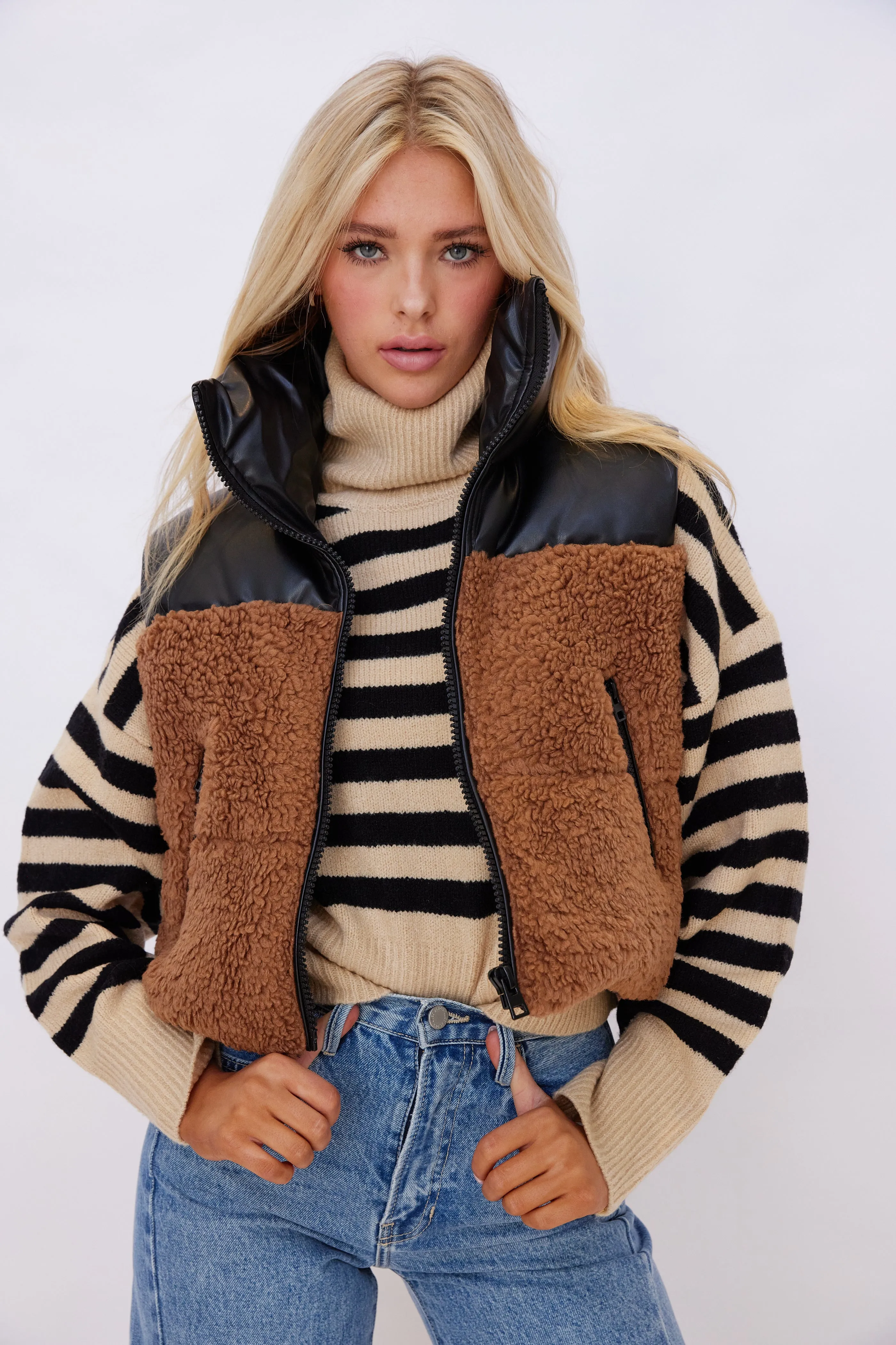Maddox Color Block Sherpa Vest sold by fab'rik product image thumbnail 2