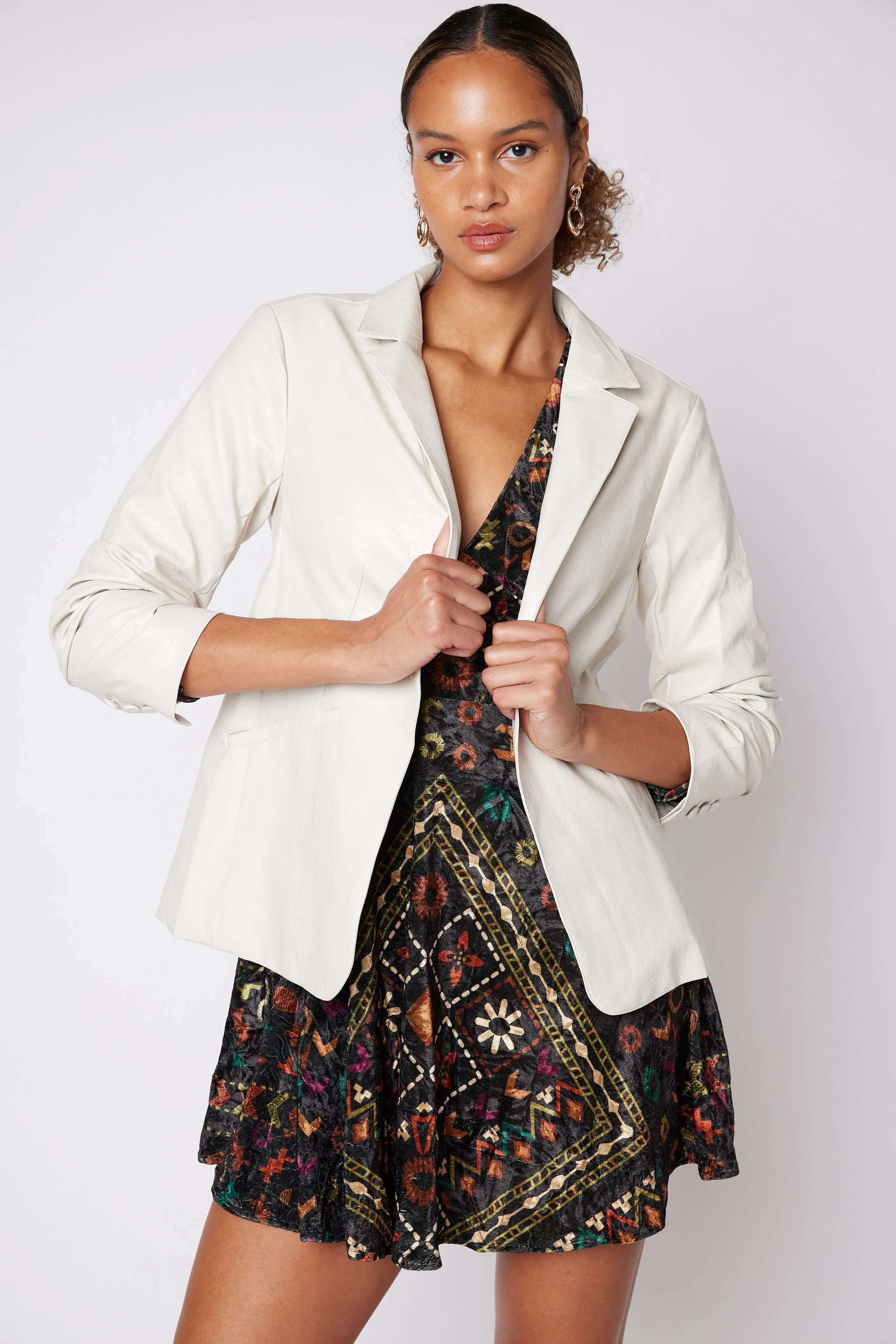 Gabriella Faux Leather Blazer sold by fab'rik