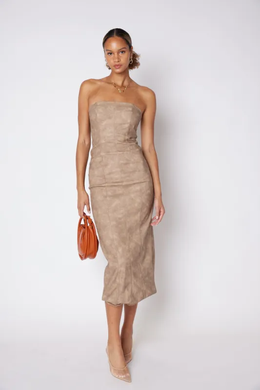 SALE - Nathan Washed Faux Leather Midi Dress sold by fab'rik