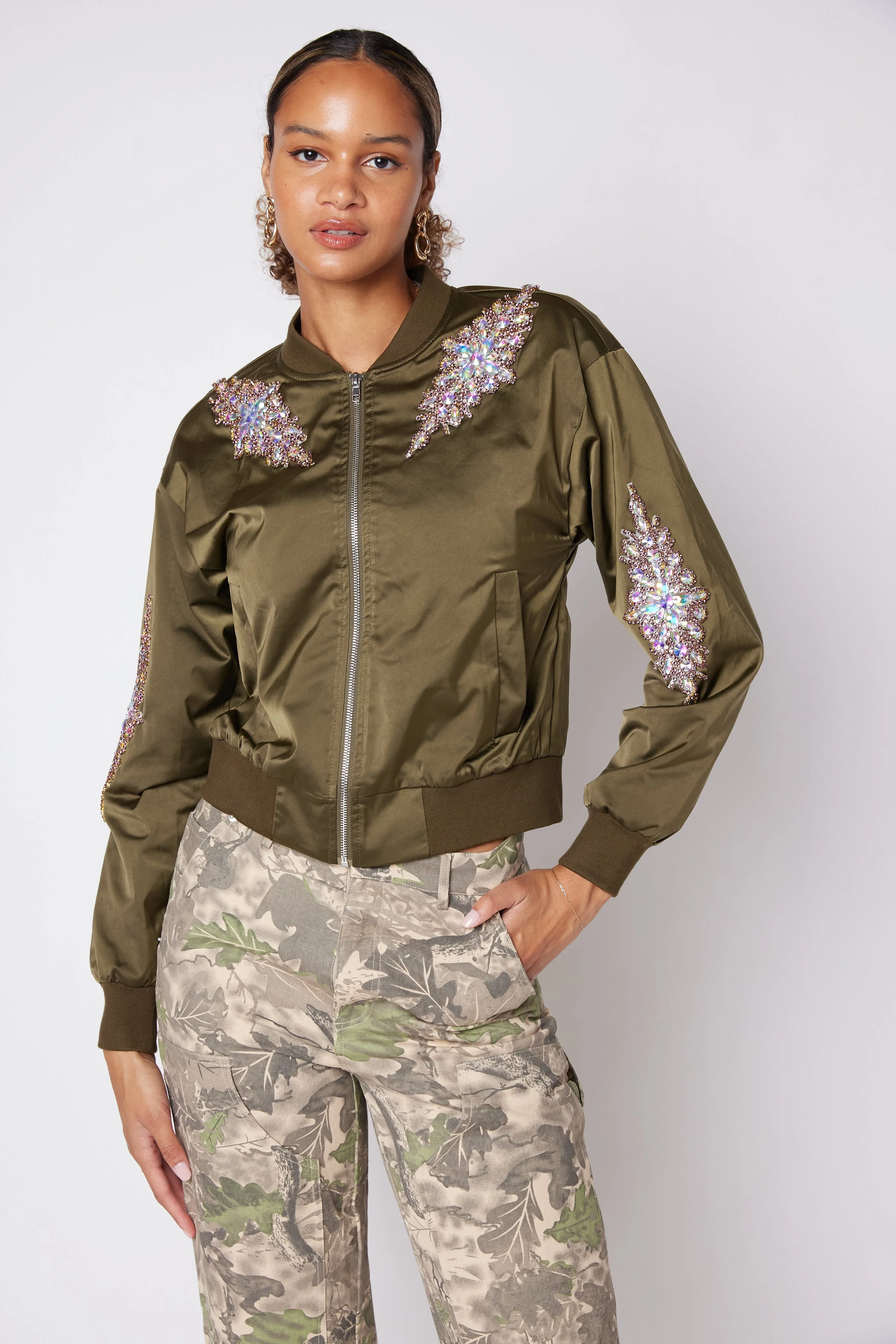 SALE - Nathan Jeweled Embellished Bomber Jacket sold by fab'rik