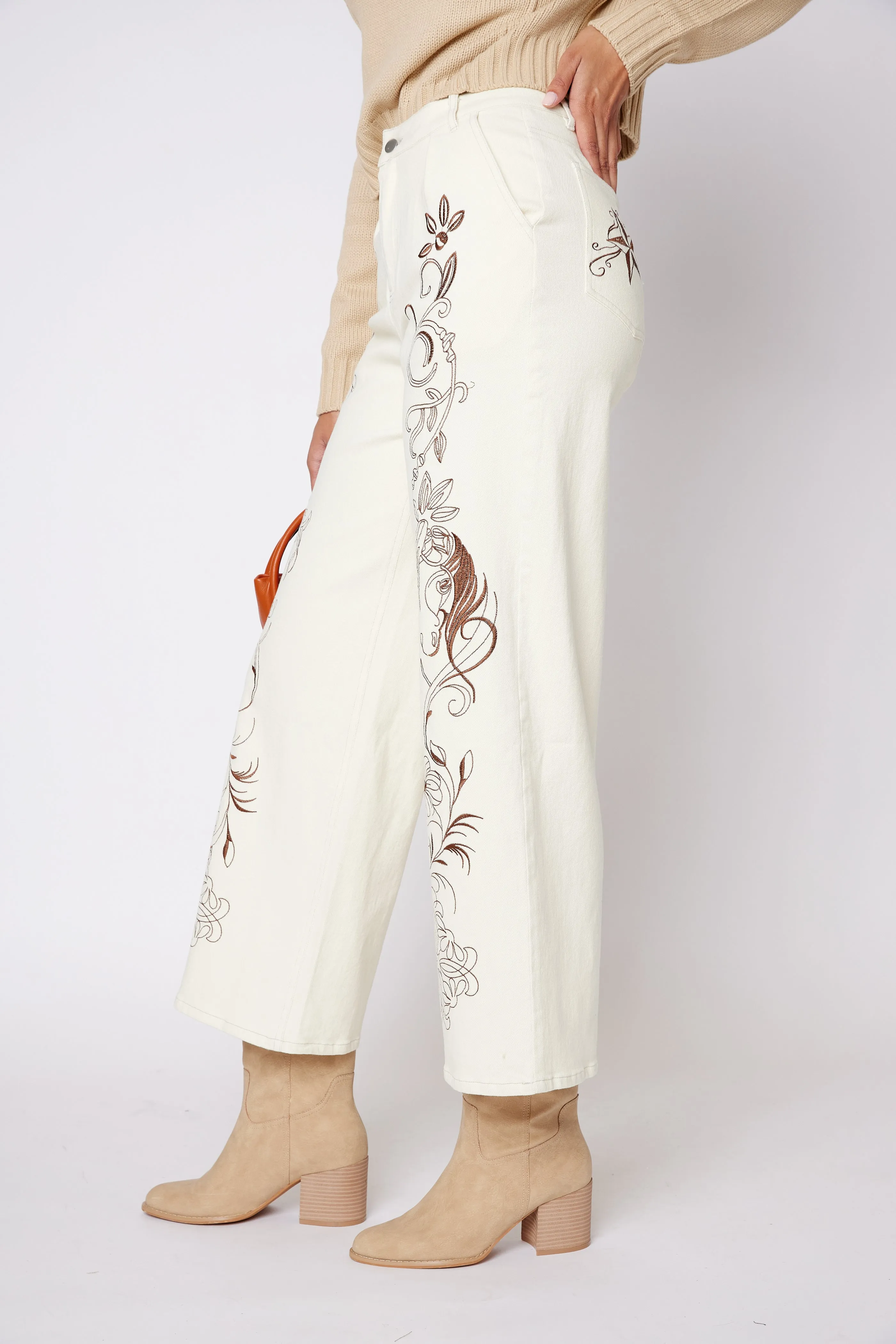 SALE - Audrey Embroidered Twill Mid Rise Jeans sold by fab'rik product image thumbnail 4