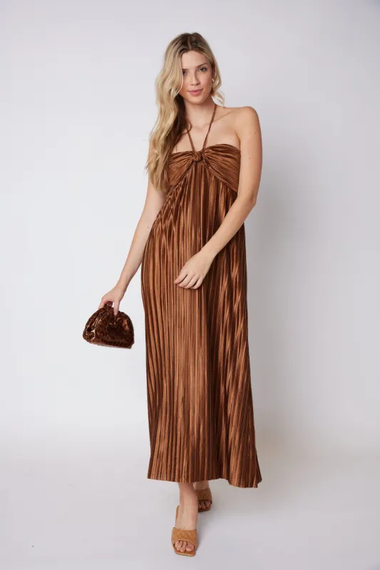 SALE - Brooklyn Pleated Halter Neck Maxi Dress sold by fab'rik