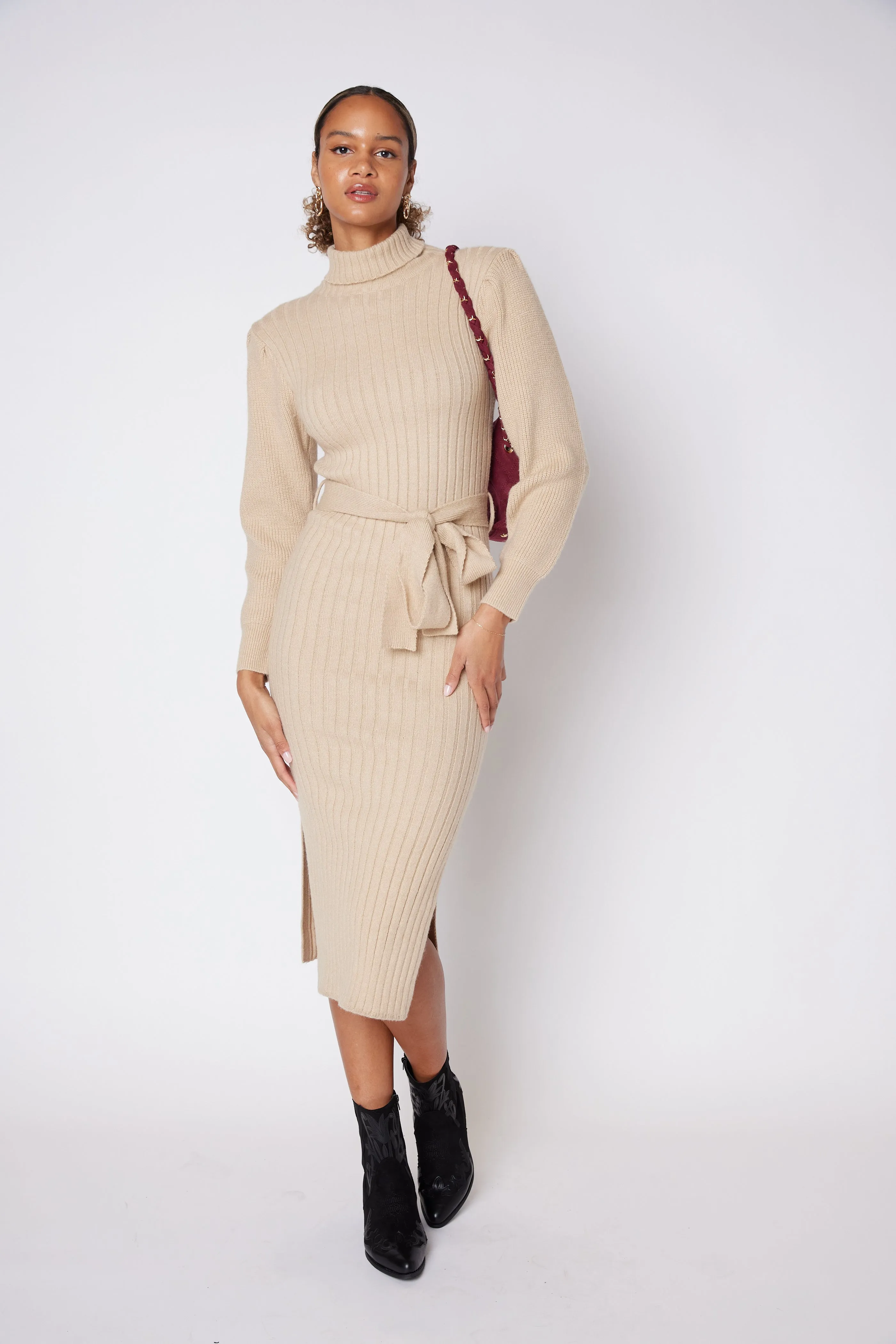 SALE - James Turtleneck Tie Waist Sweater Dress sold by fab'rik product image thumbnail 3