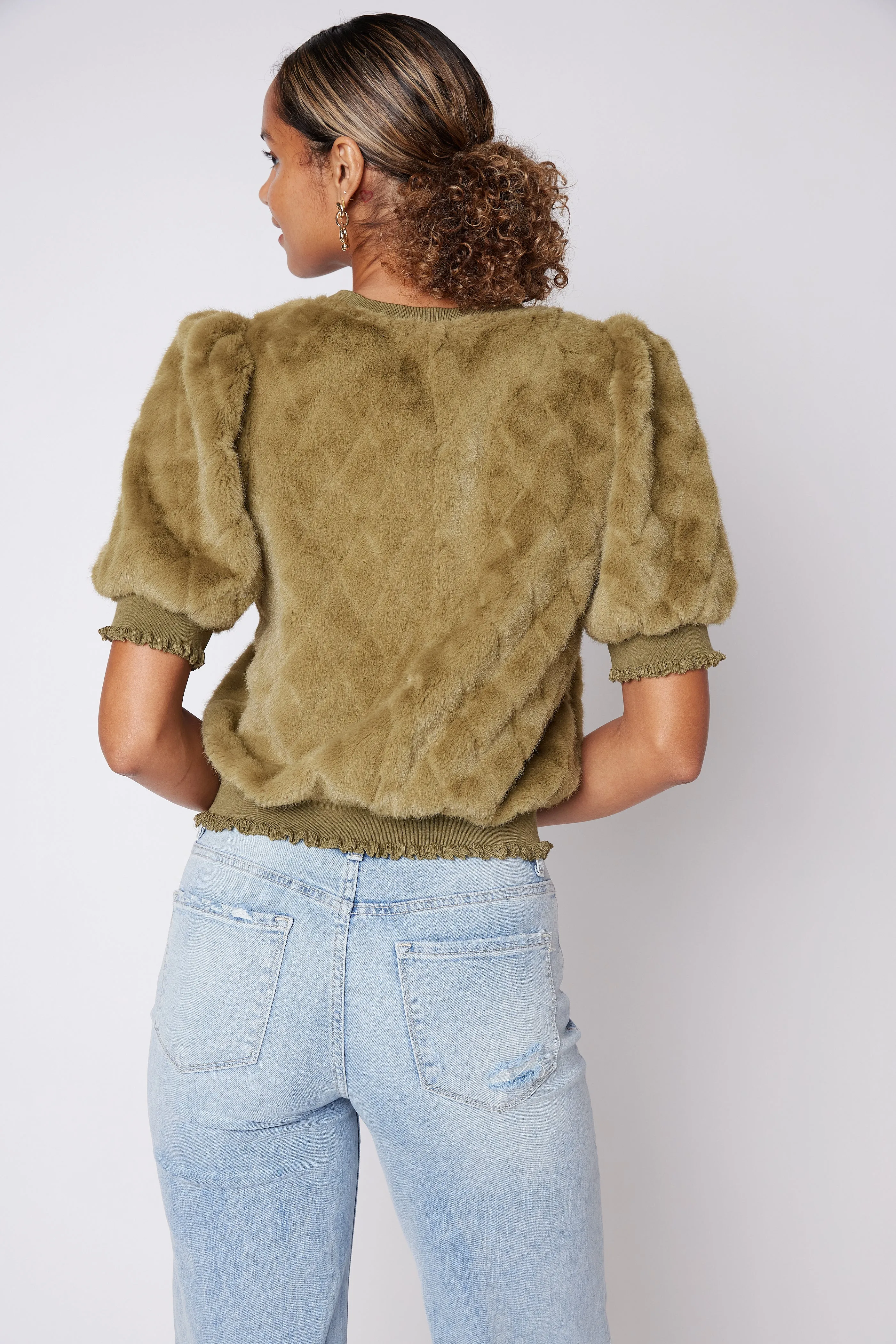SALE - Mikayla Faux Fur Puff Sleeve Top sold by fab'rik product image thumbnail 4