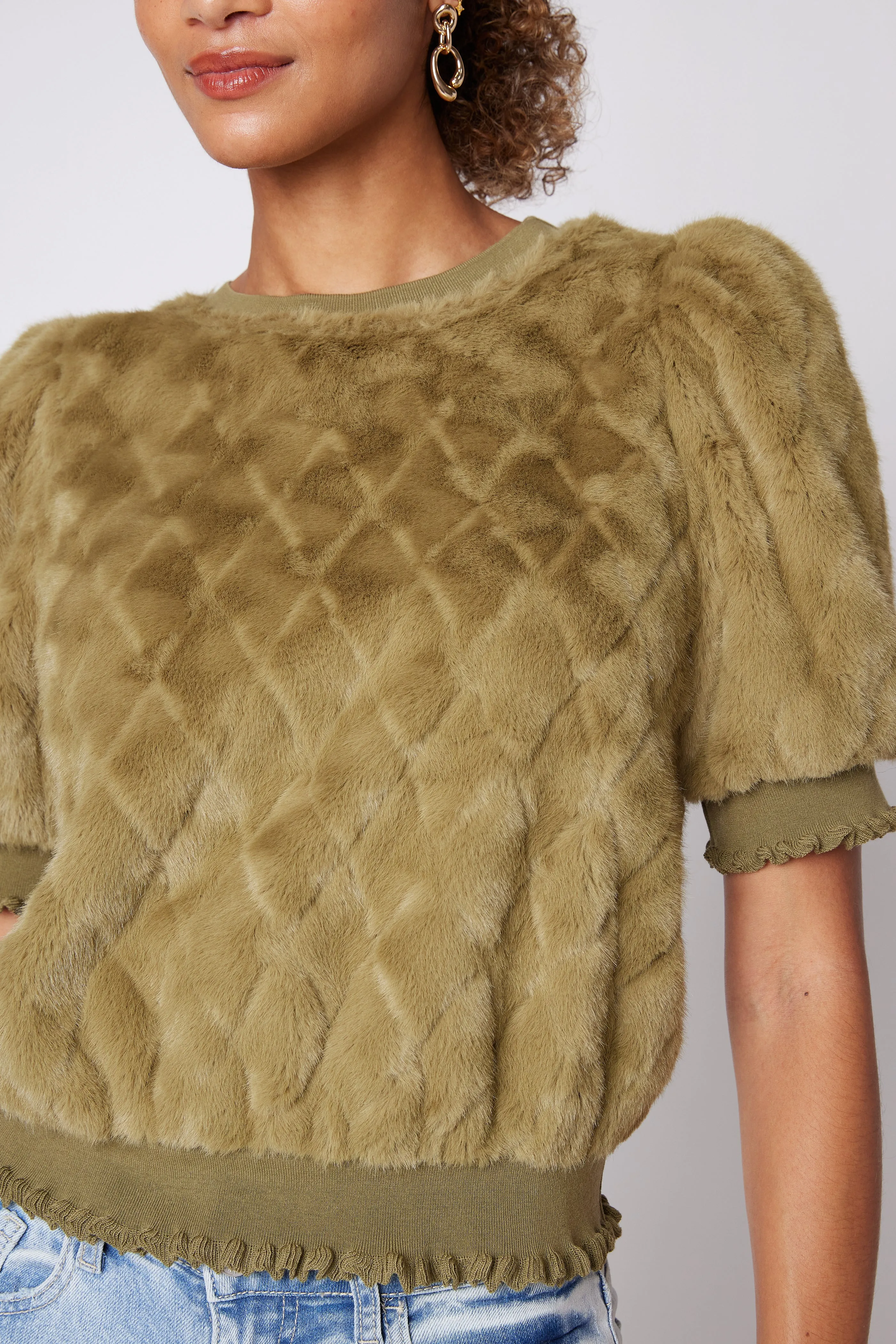 SALE - Mikayla Faux Fur Puff Sleeve Top sold by fab'rik product image thumbnail 2