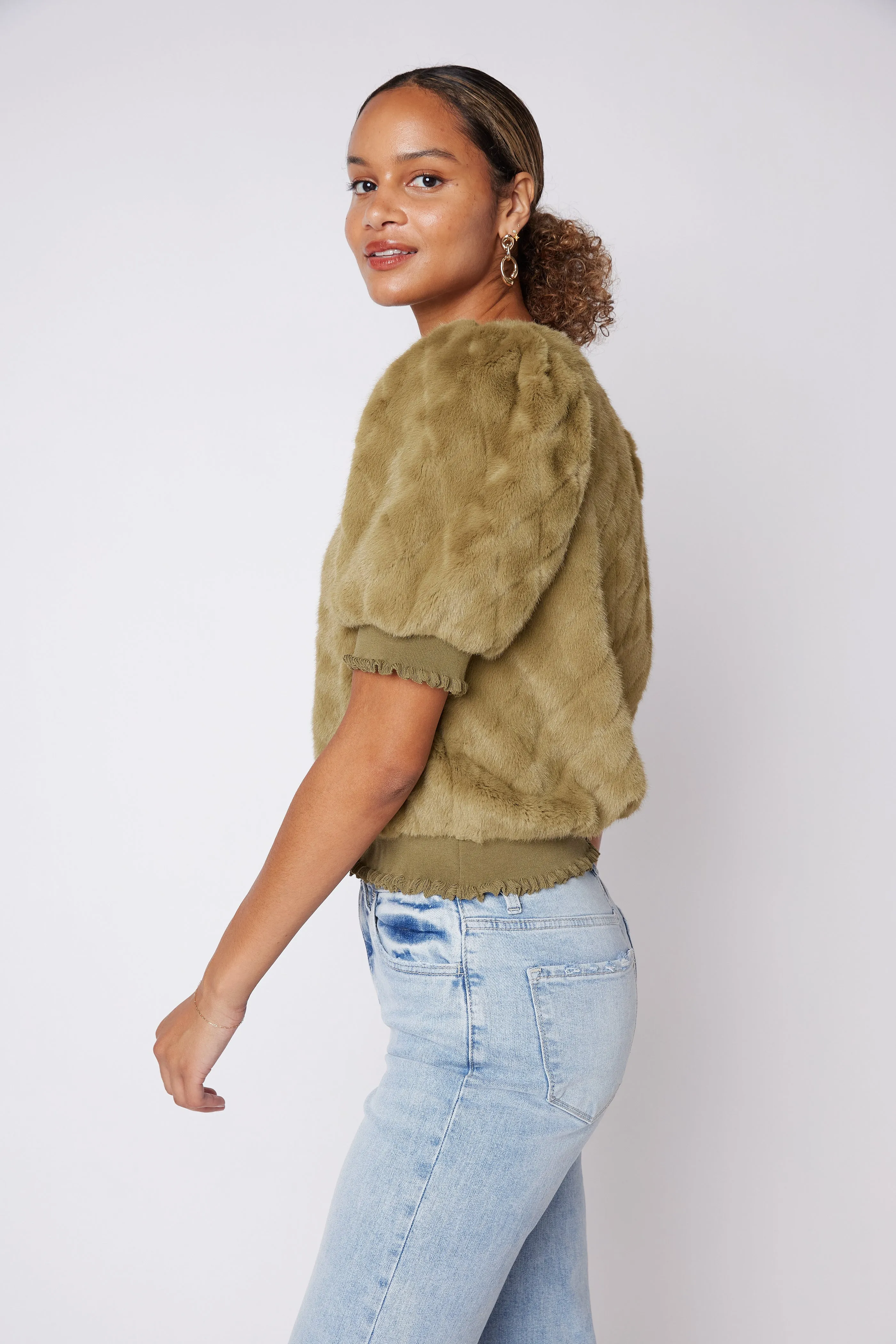 SALE - Mikayla Faux Fur Puff Sleeve Top sold by fab'rik product image thumbnail 3