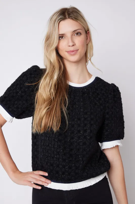 SALE - Miah Tweed Puff Sleeve Top sold by fab'rik