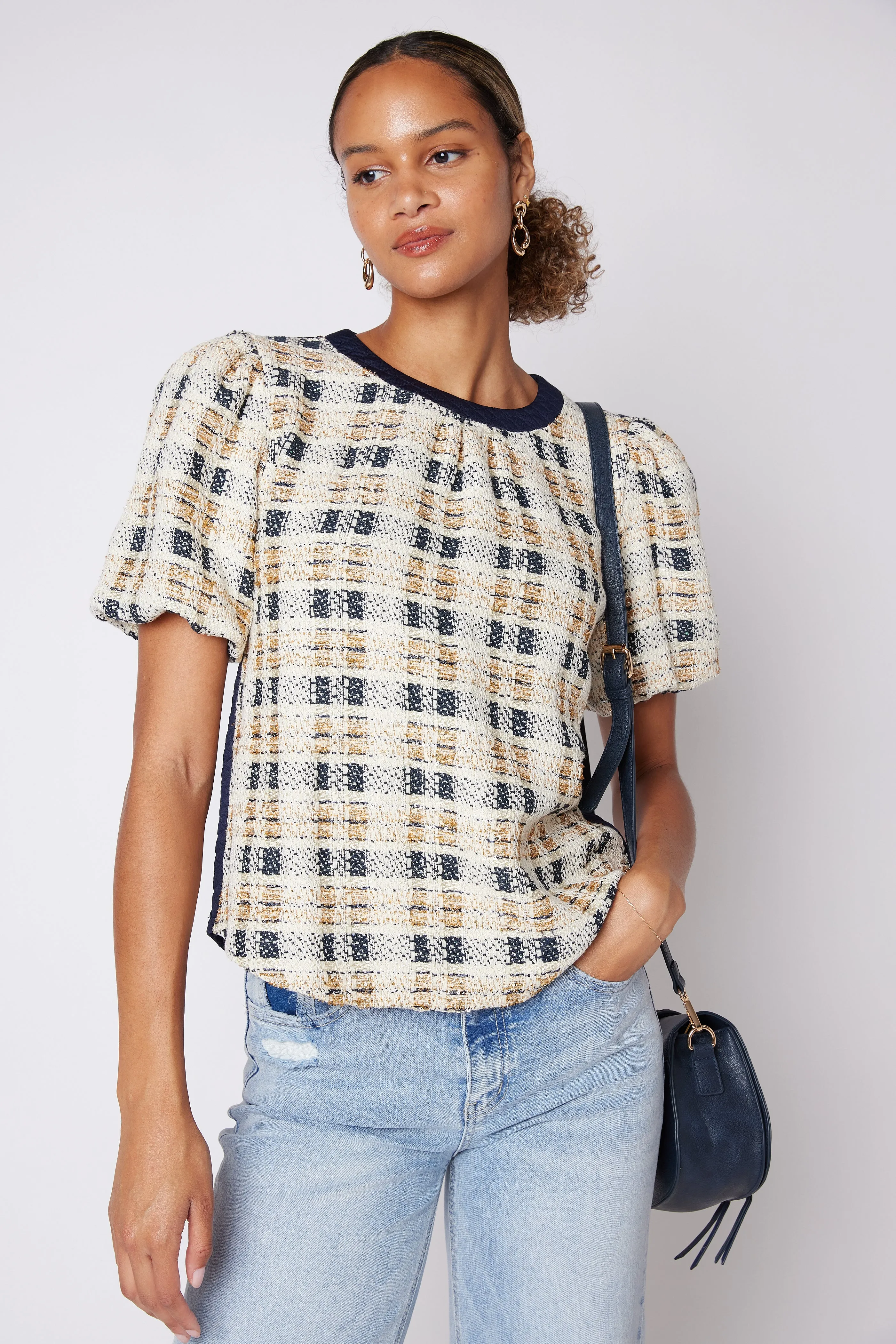 SALE - Juliet Plaid Puff Sleeve Top sold by fab'rik product image thumbnail 3