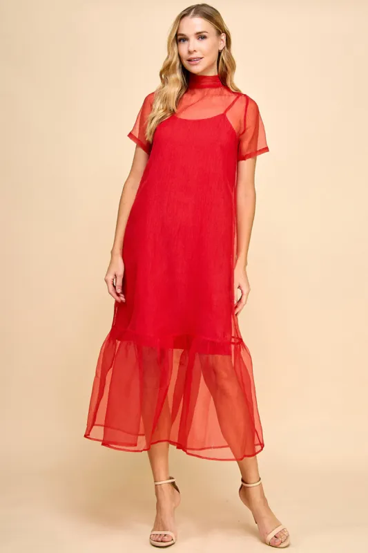 Scarlett Mesh Overlay Maxi Dress sold by fab'rik