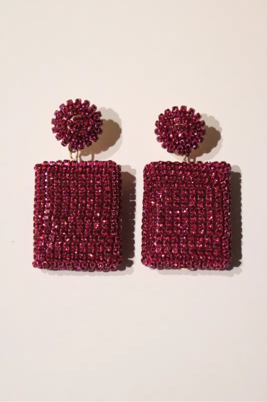 SALE - Regan Pave Crystal Square Drop Earring sold by fab'rik