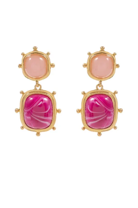 Aston Studded Stone Dangle Earring sold by fab'rik