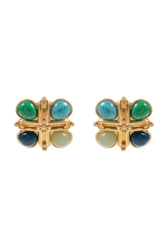 Lea Vintage Cross Stone Studded Earring sold by fab'rik
