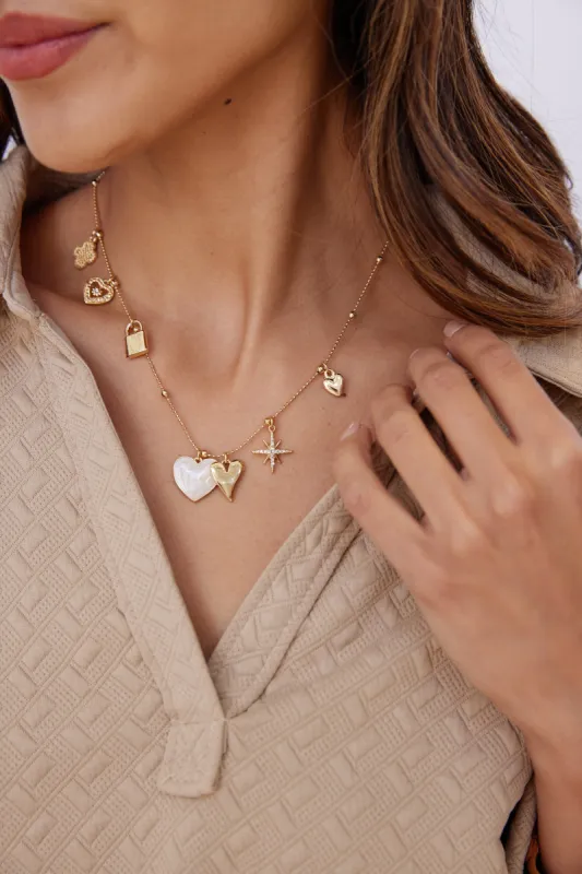 Martin Multi Charm Heart Necklace sold by fab'rik
