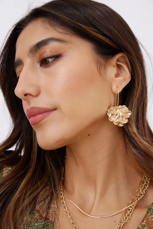 Leonie Textured Bold Leaf Earrings sold by fab'rik