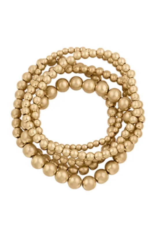 Anna 5 Row Metal Ball Bead Bracelet sold by fab'rik