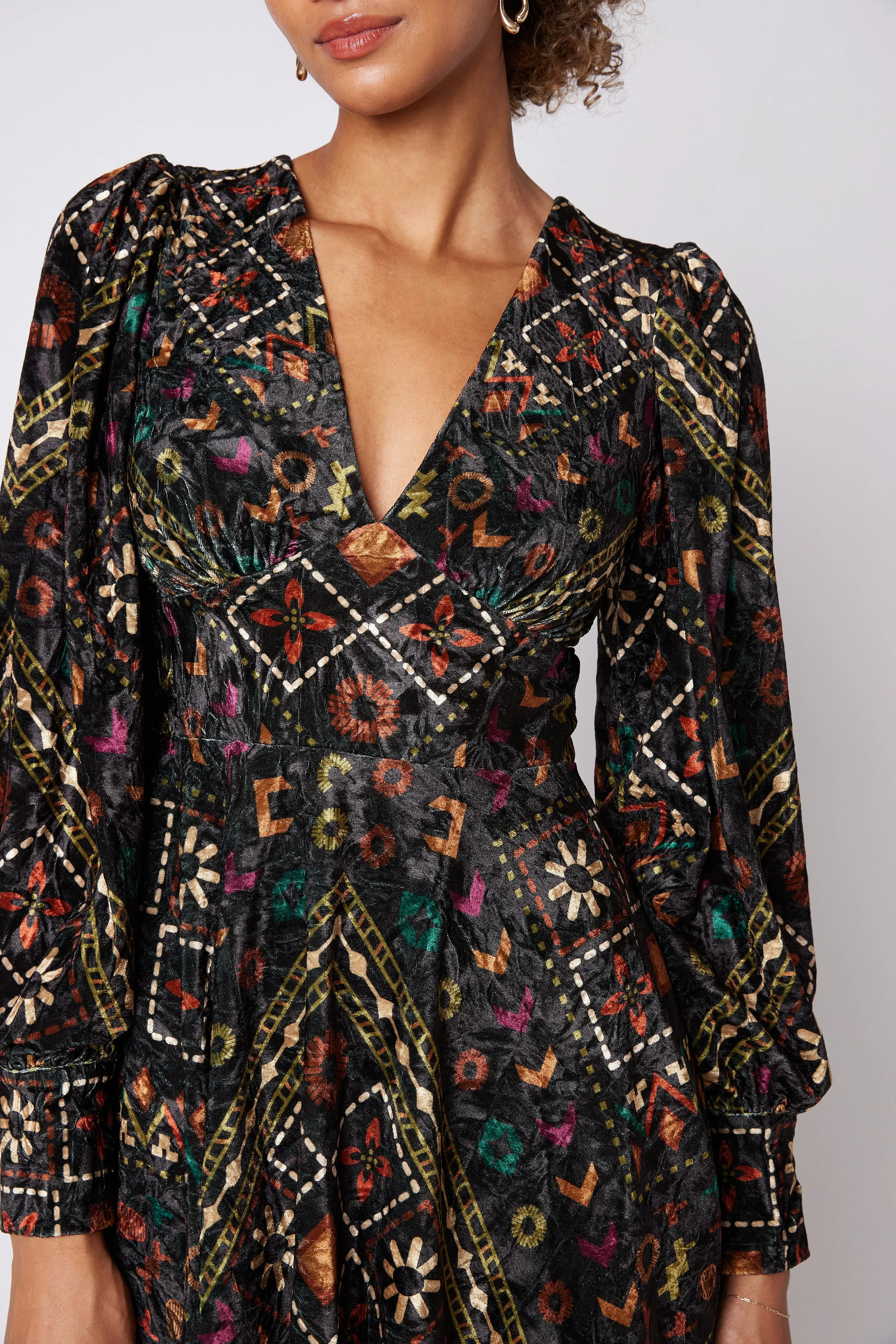 SALE - Wells Printed Velvet Long Sleeve Dress sold by fab'rik product image thumbnail 2