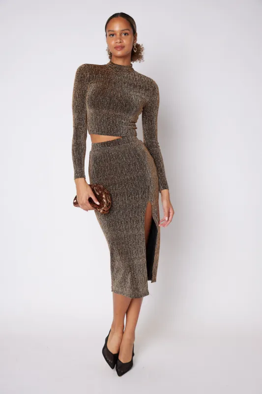 SALE - Kane Metallic Knit Midi Skirt sold by fab'rik