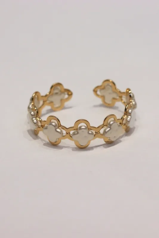 Diana Pearl Clover Cuff Bracelet sold by fab'rik