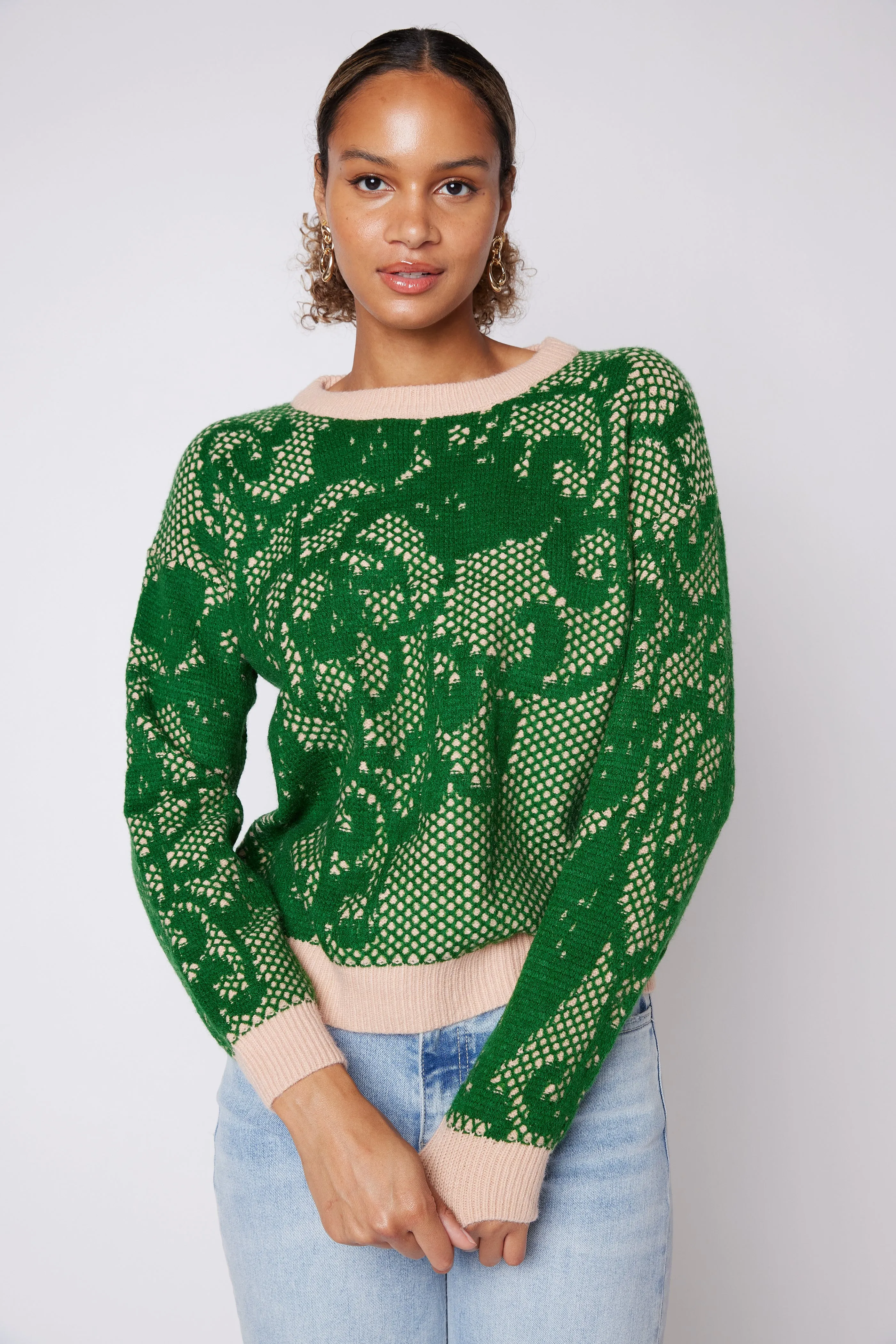SALE - Michaela Lace Knit Pattern Sweater sold by fab'rik
