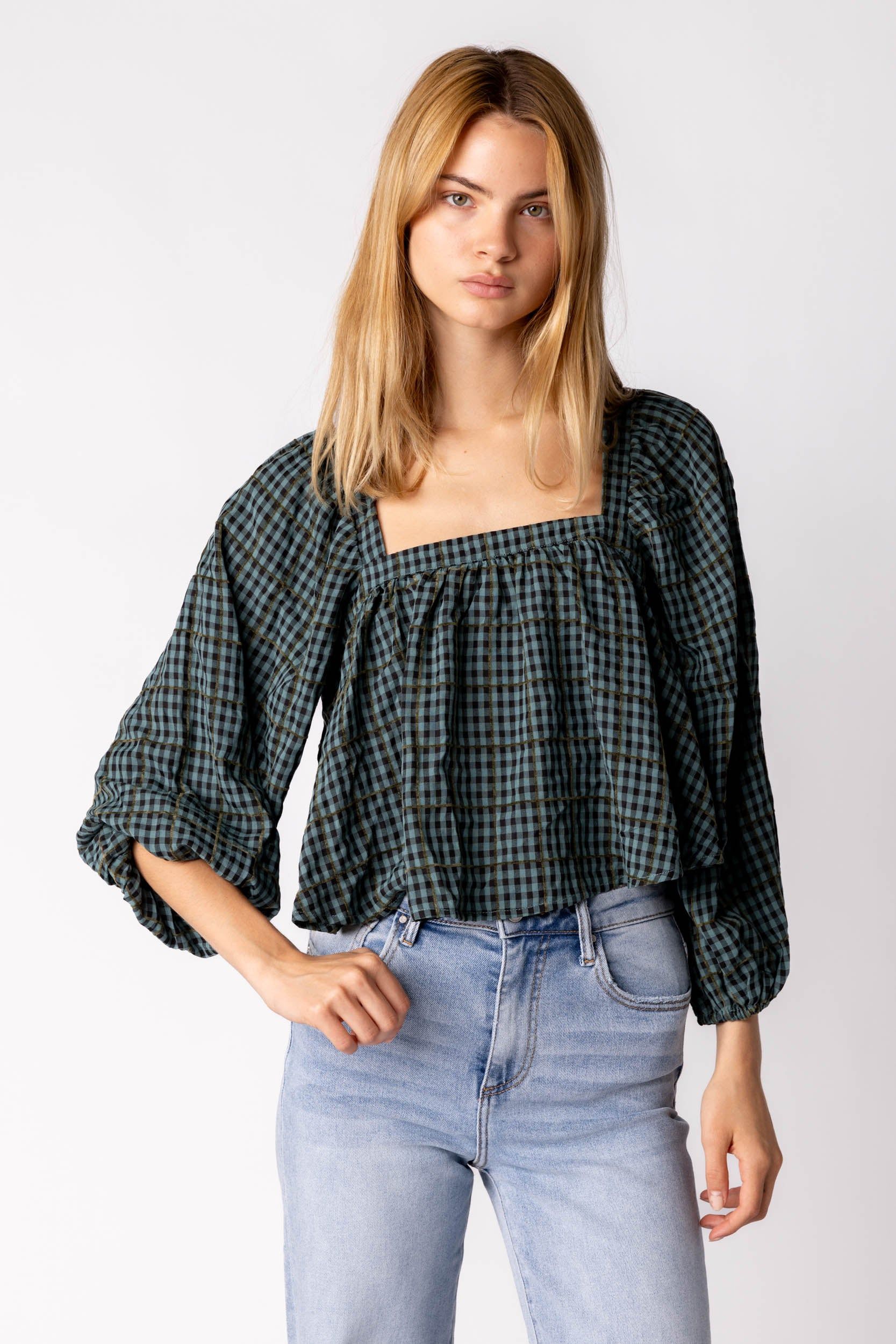 SALE - Jade Plaid Blouse sold by fab'rik product image thumbnail 4