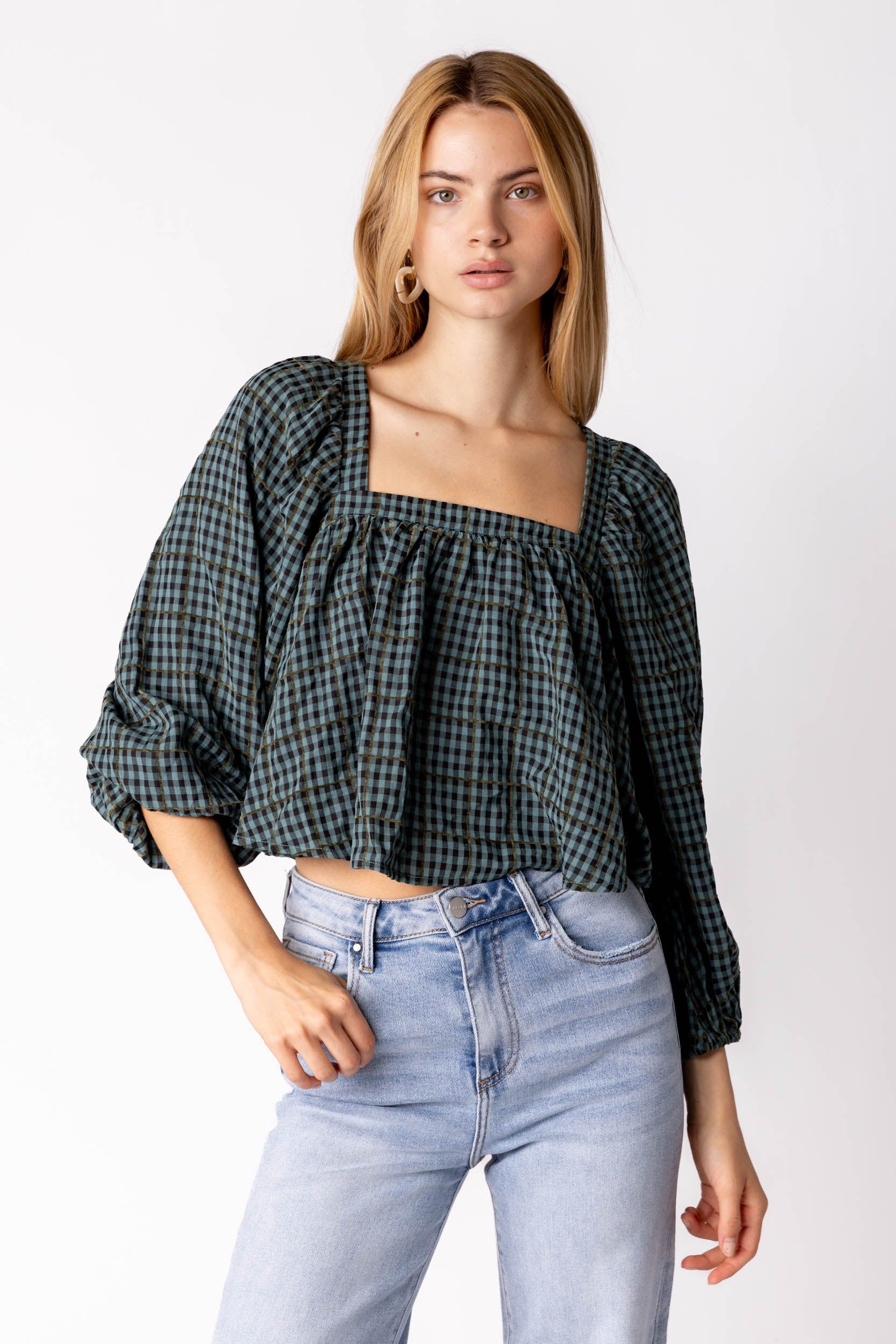 SALE - Jade Plaid Blouse sold by fab'rik product image thumbnail 3