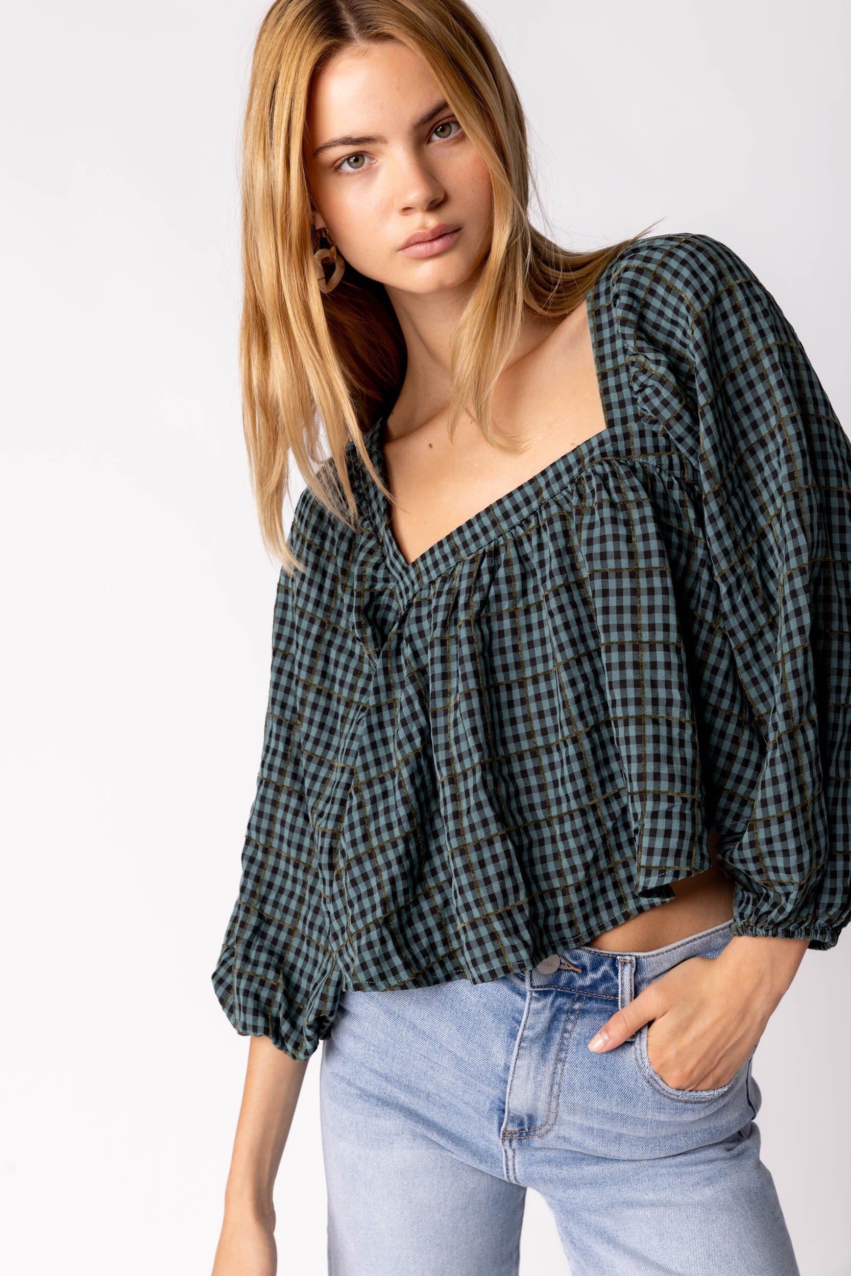 SALE - Jade Plaid Blouse sold by fab'rik