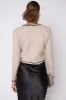 Thea Contrast Hem Cable Knit Cardigan sold by fab'rik