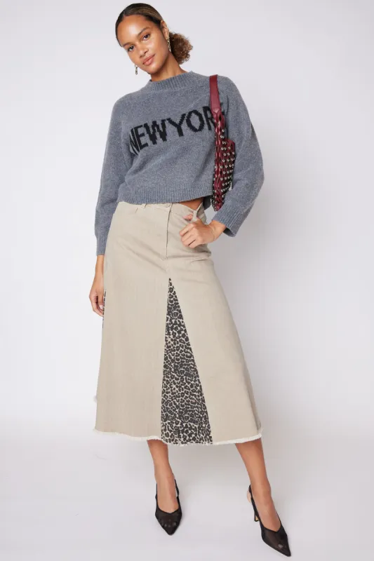 SALE - Joyce Leopard Paneled Skirt sold by fab'rik