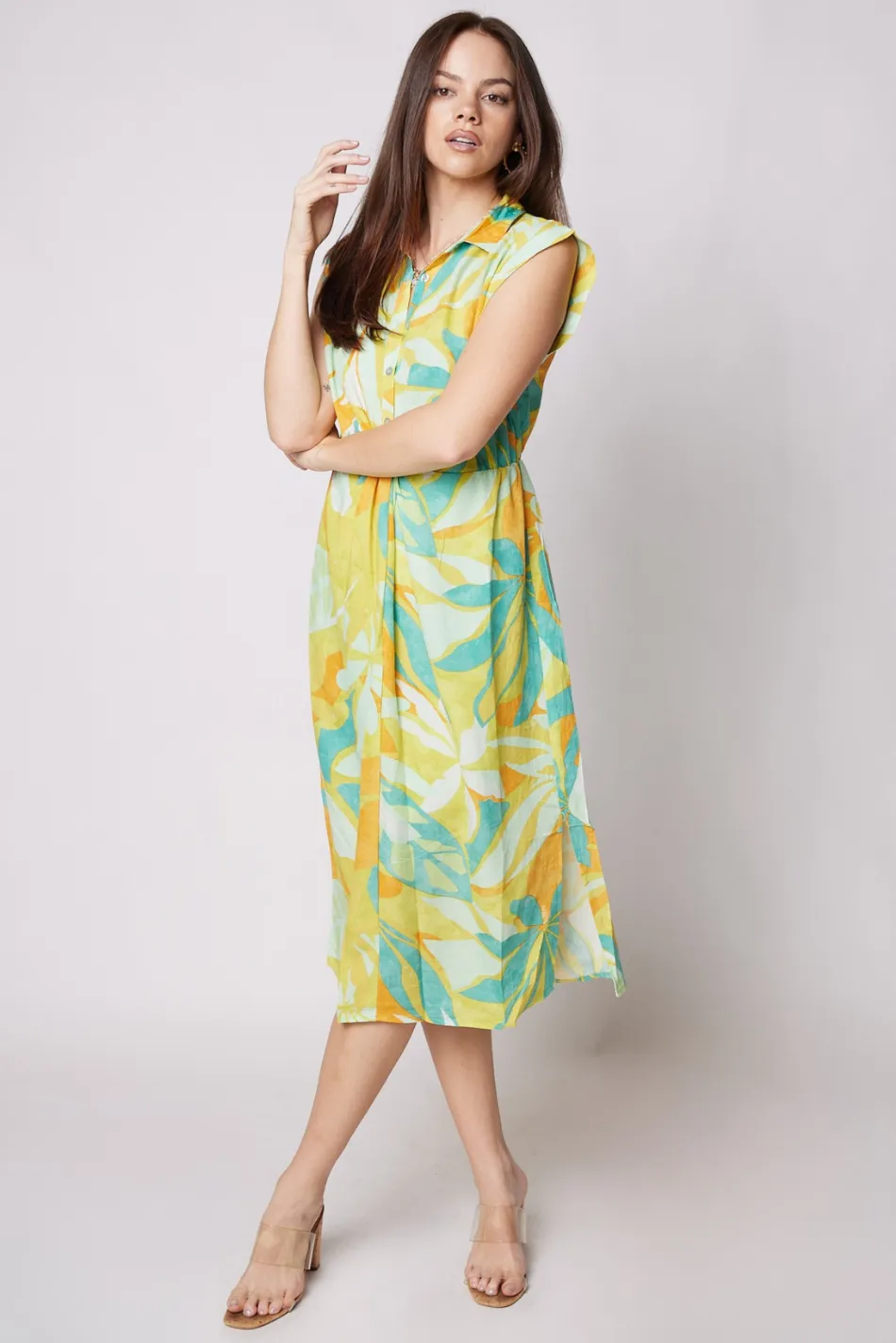 Aria Printed Short Sleeve Shirt Dress sold by fab'rik
