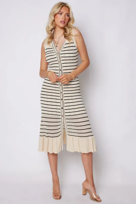 SALE - Juliette Knit Stripe Button Front Dress sold by fab'rik