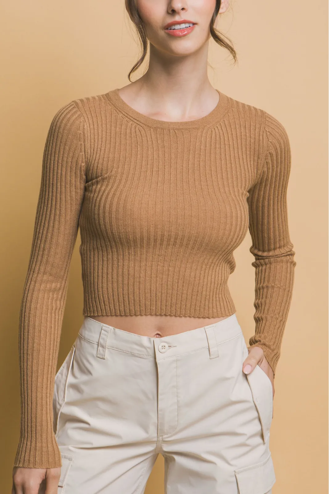 SALE - Marcel Cropped Ribbed Long Sleeve Top sold by fab'rik product image thumbnail 2