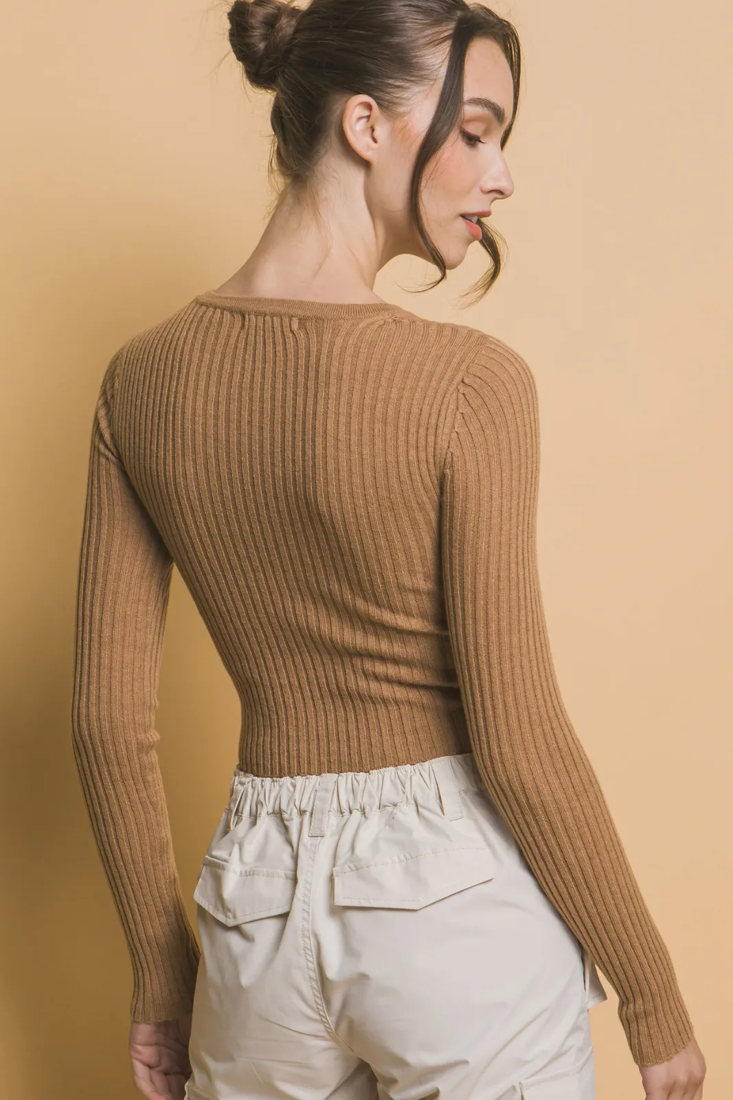 SALE - Marcel Cropped Ribbed Long Sleeve Top sold by fab'rik product image thumbnail 3