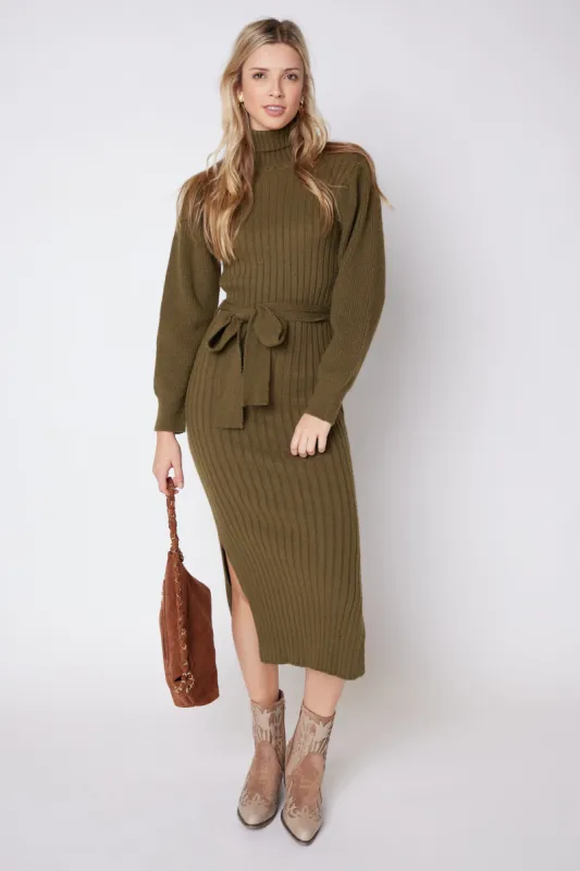 SALE - James Turtleneck Tie Waist Sweater Dress sold by fab'rik