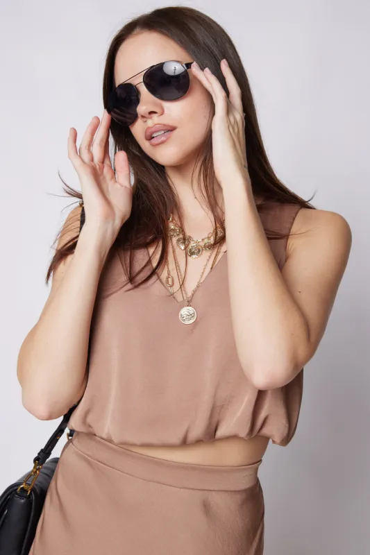 Maria Bubble Hem Crop Top sold by fab'rik