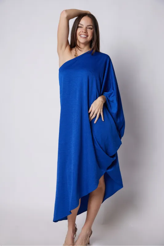 Emmaline One Shoulder Asymmetrical Midi Dress sold by fab'rik