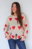 Isabel Distressed Color Contrast Heart Sweater sold by fab'rik