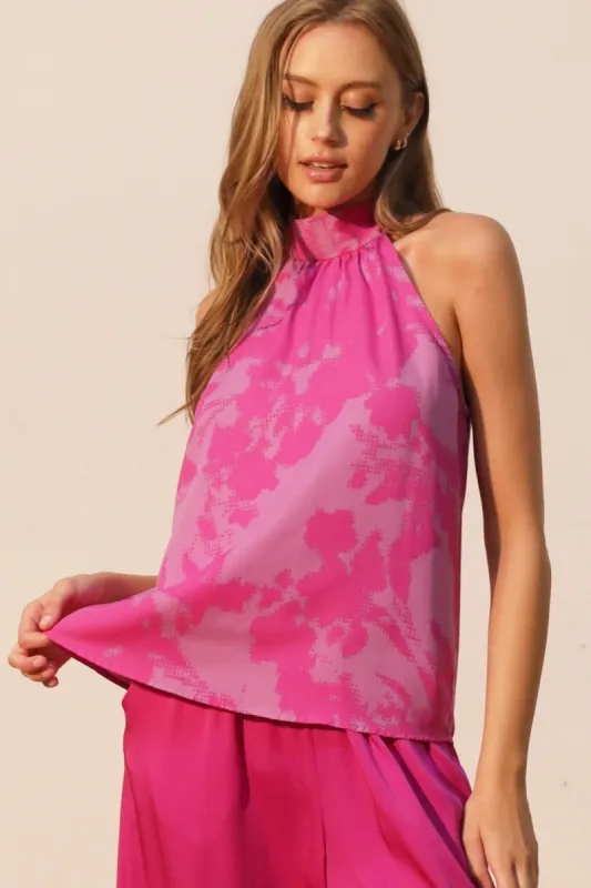 Barton Floral Tie Halter Top sold by fab'rik