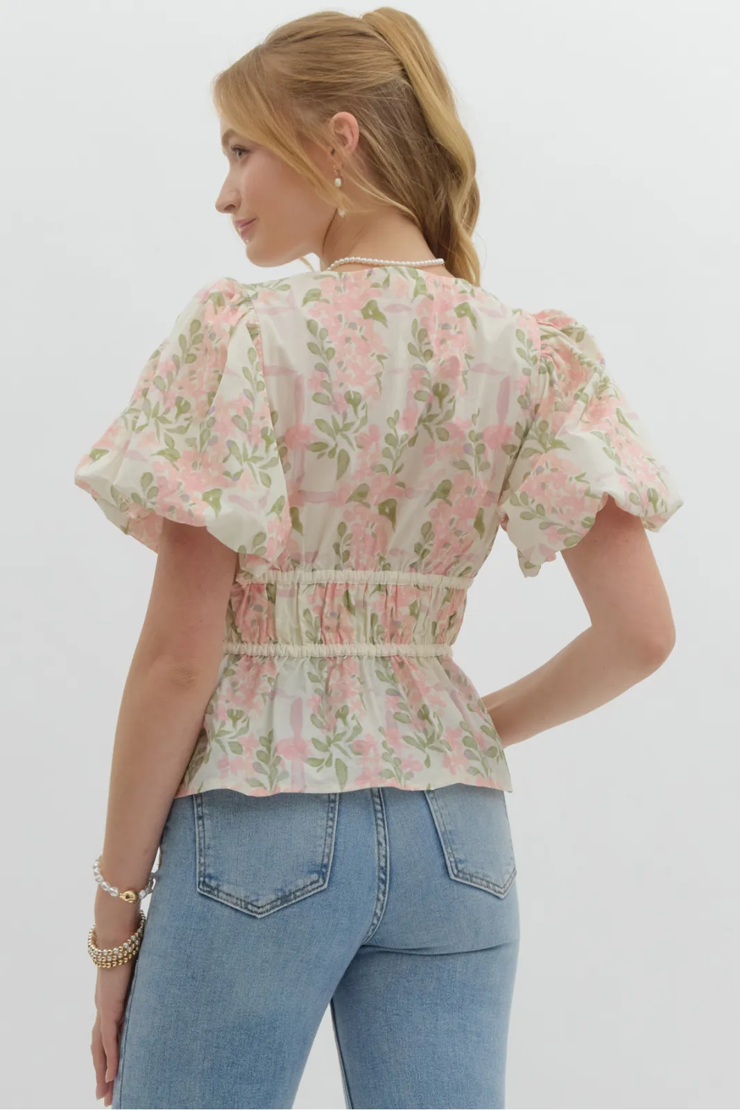 Cindy Floral Lace-Up Blouse sold by fab'rik product image thumbnail 3